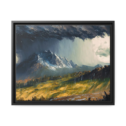 Landscape Raining in the Mountains Canvas Wall Art - by Queennoble