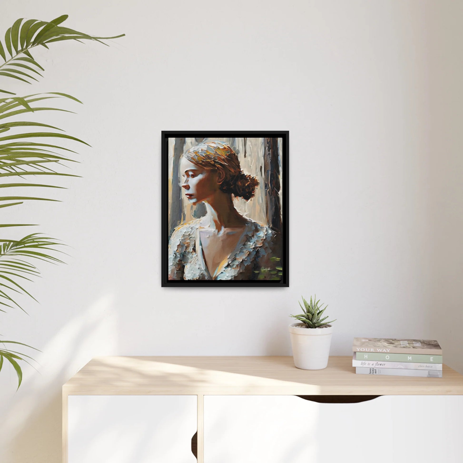 Lady Canvas Wall Art with Frame - Queennoble