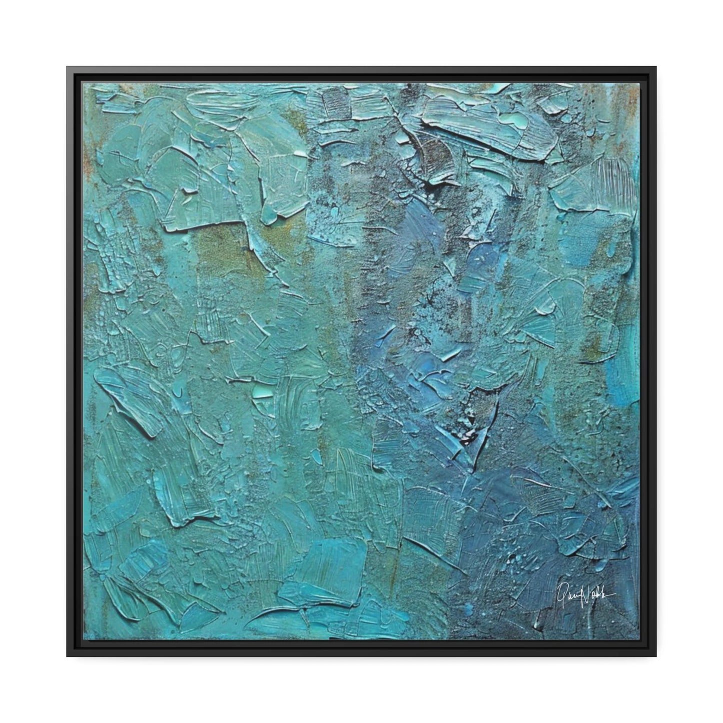 Canvas Wall Art Matte with Frame & Eco- Friendly TEAL - by Queennoble