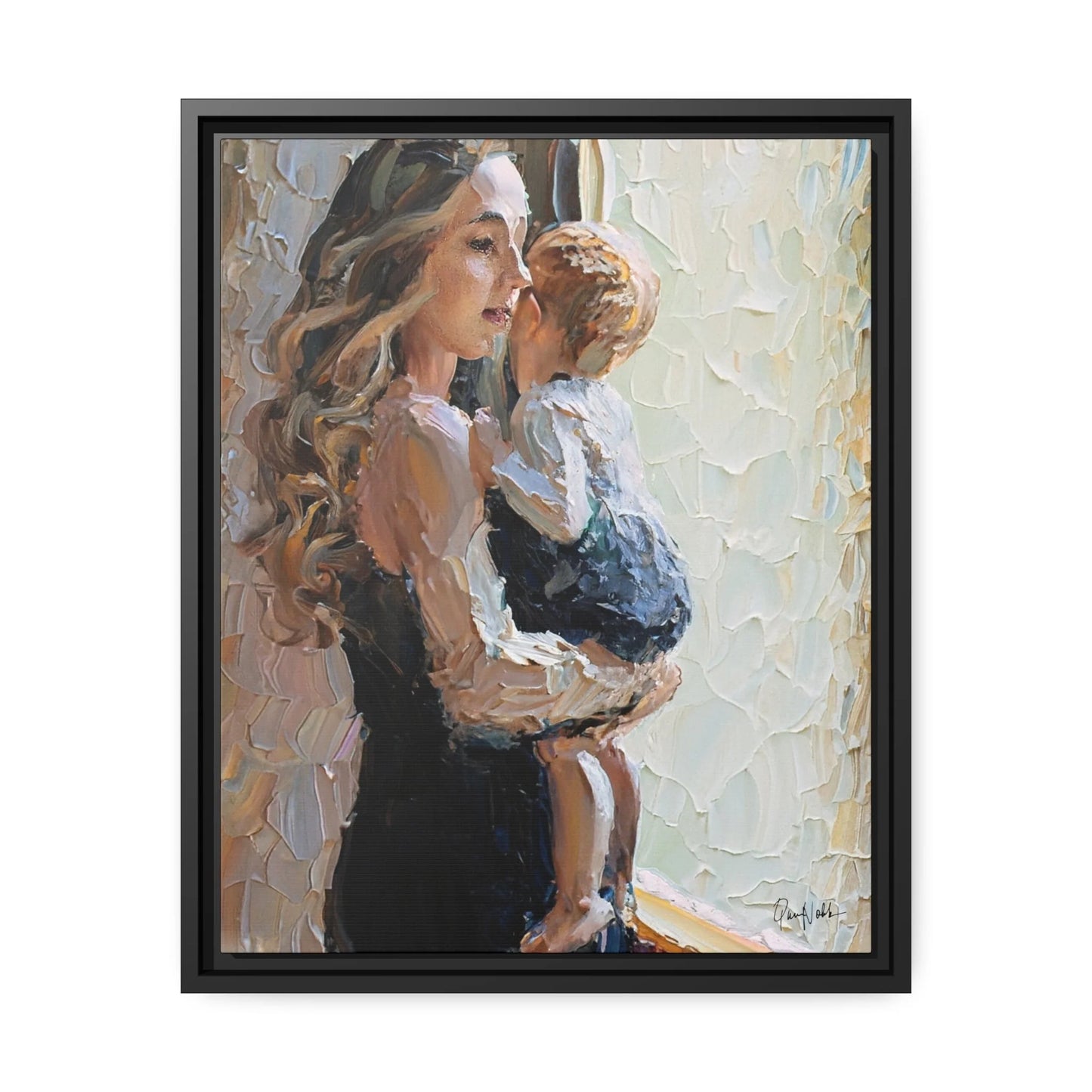 MOTHER and CHILD by the WINDOW Canvas Wall Art - by Queennoble