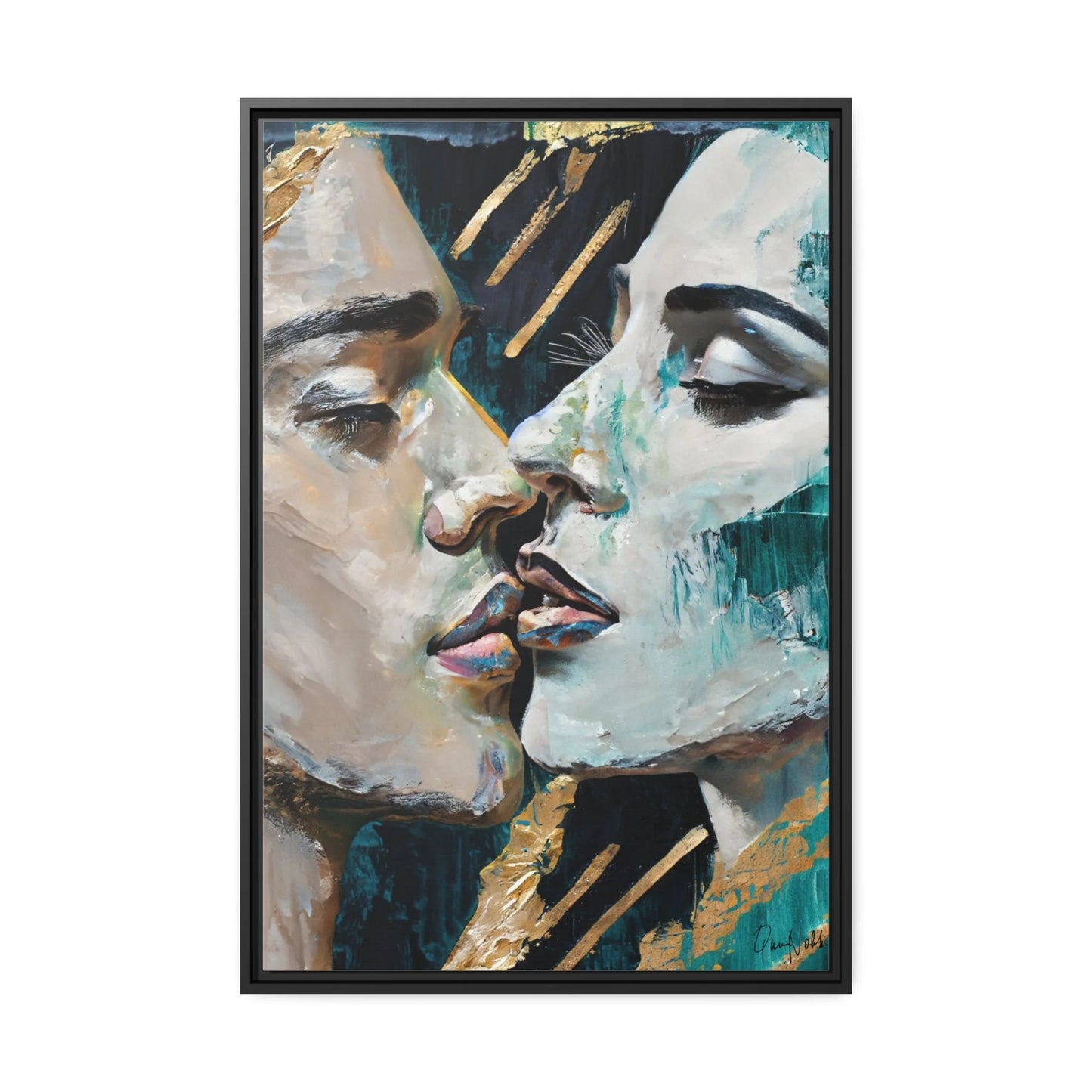 CLOSED EYES and KISSED Canvas Wall Art - by Queennoble