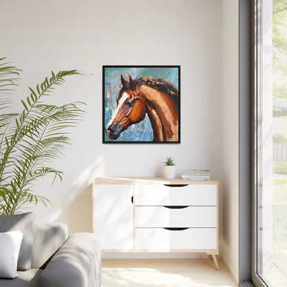 BROWN STALLION PORTRAIT Canvas Wall Art - by Queennoble