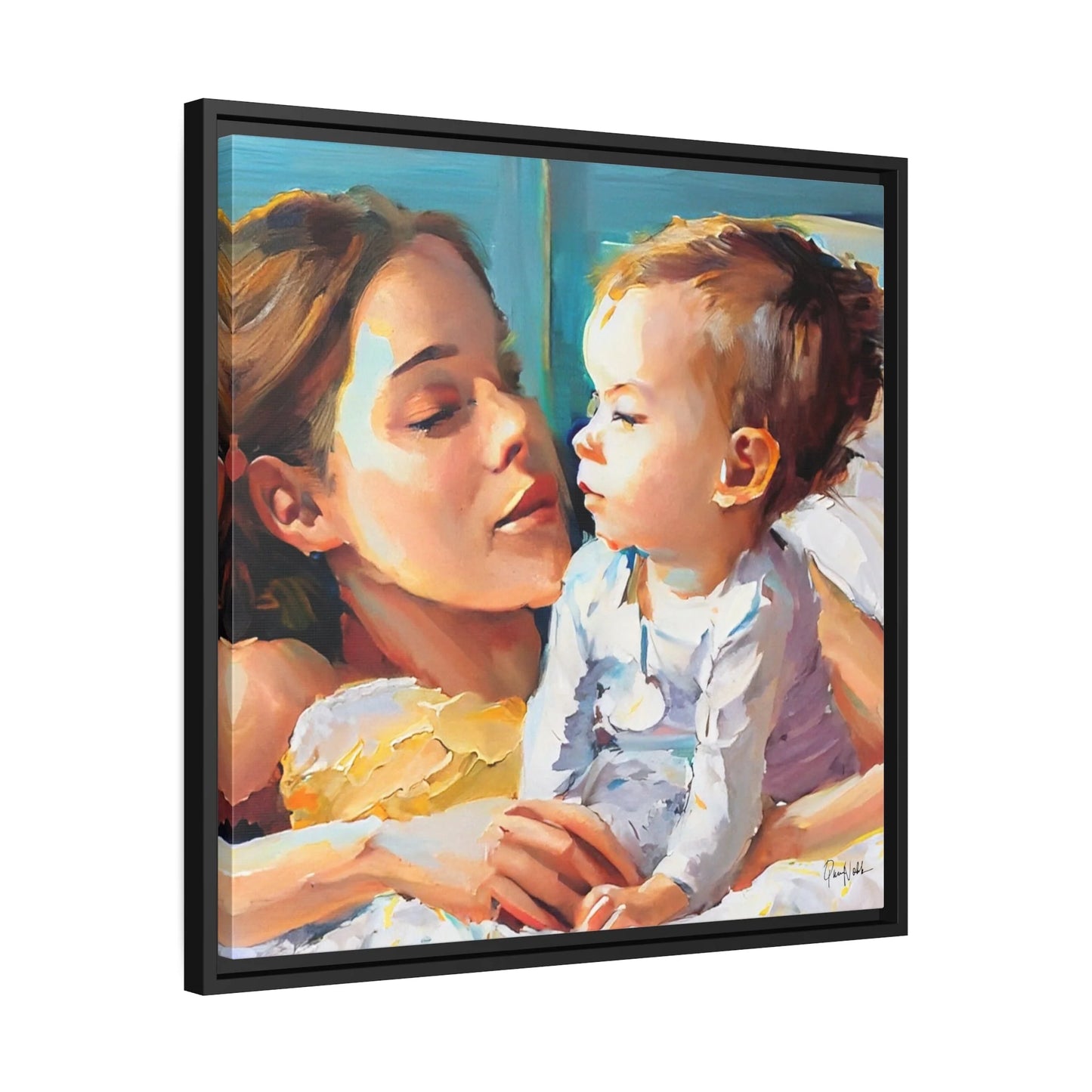 Framed Canvas Wall Art Mother and Toddler - by Queennoble