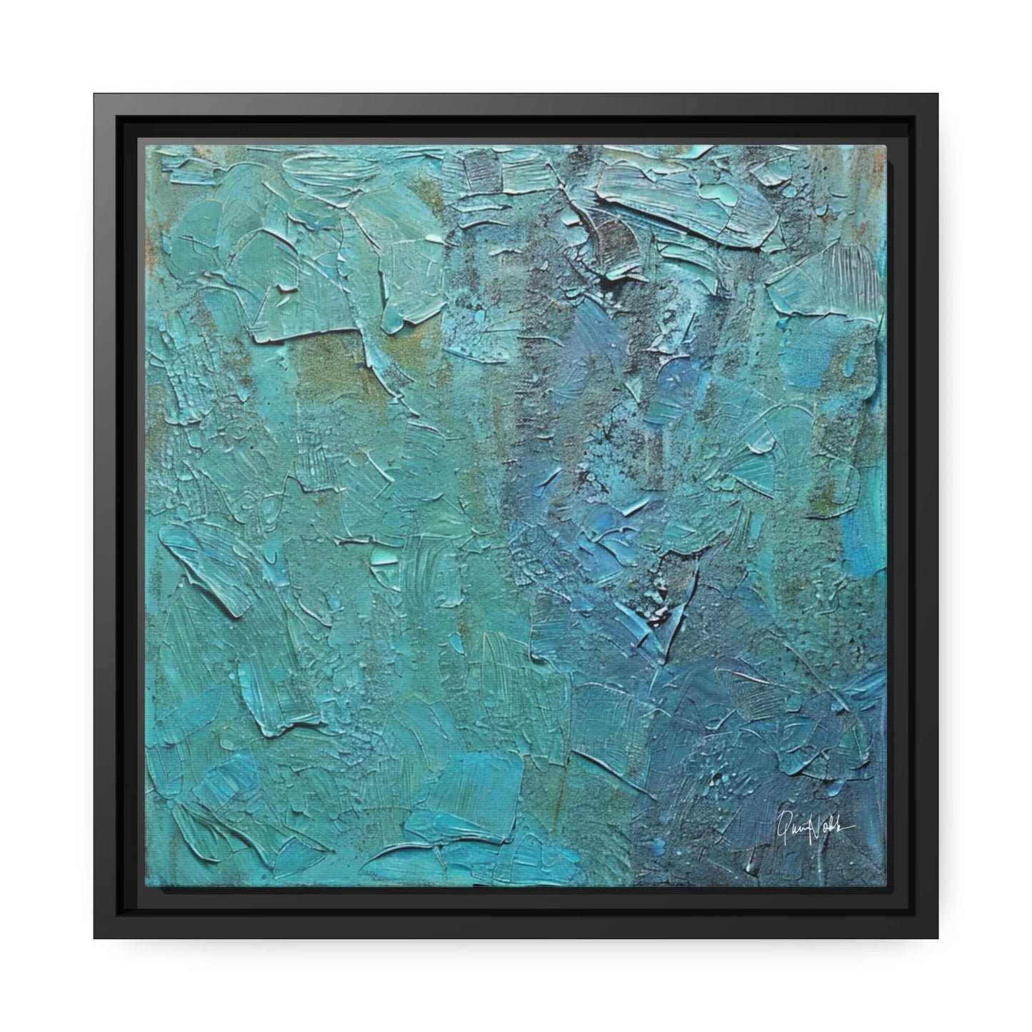 Canvas Wall Art Matte with Frame & Eco- Friendly TEAL - by Queennoble