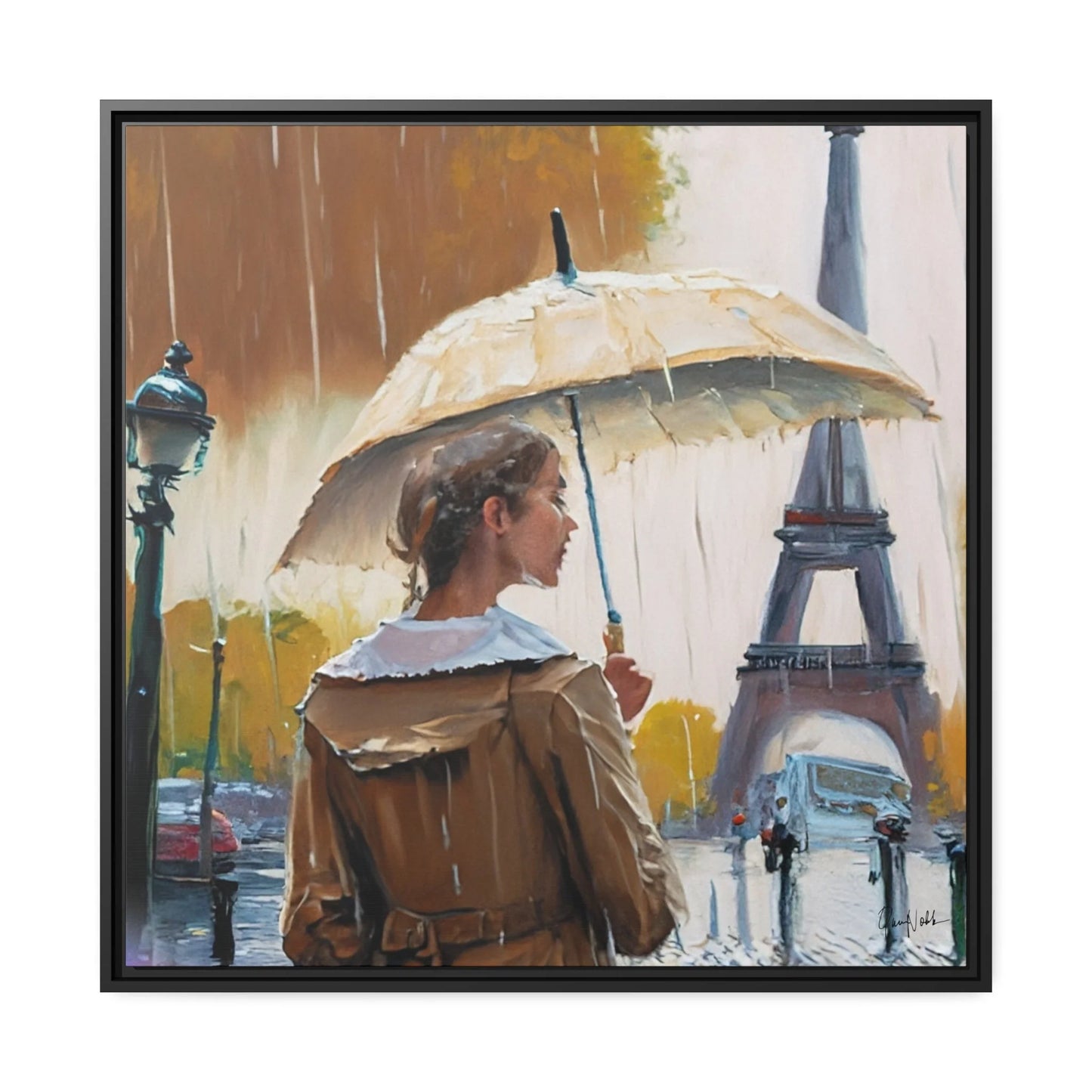 RAINING in PARIS Framed Canvas Wall Art - by Queennoble