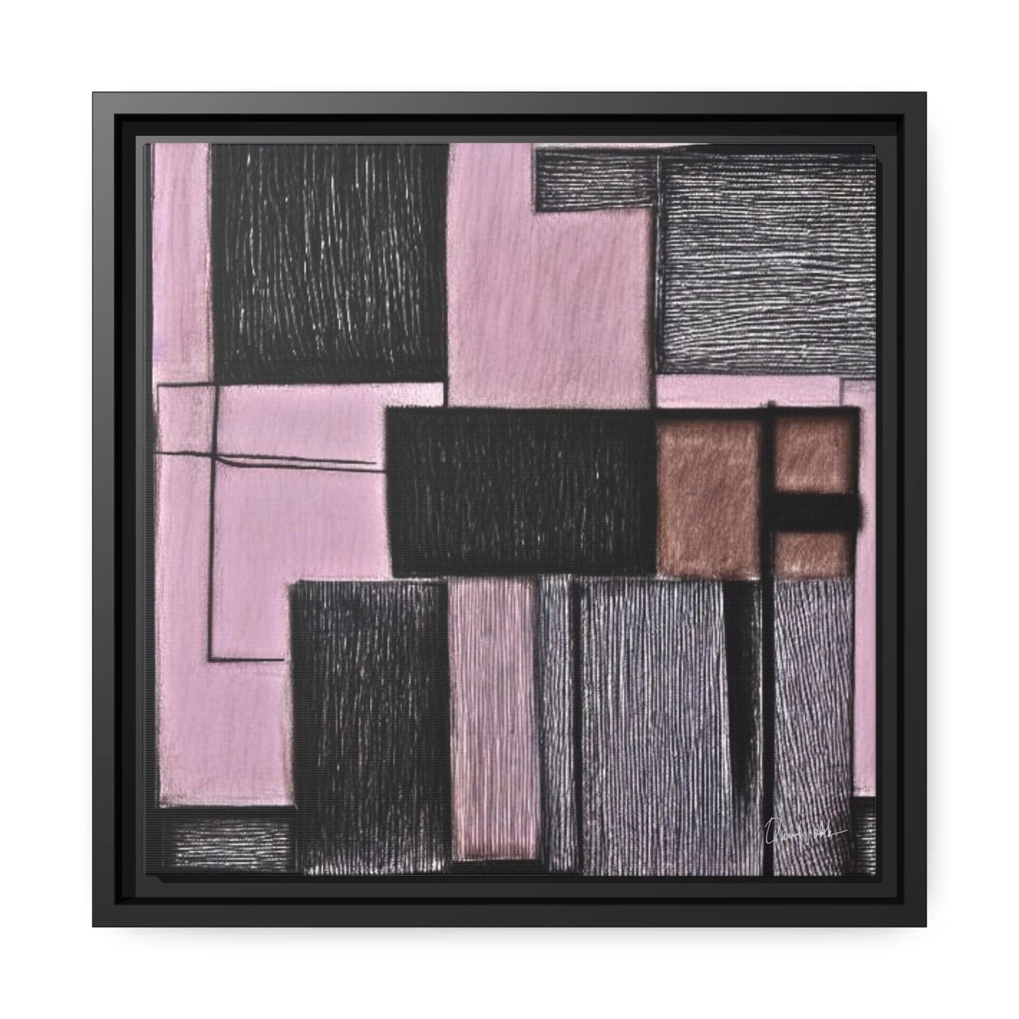 PINK GEOMETRIC Canvas Wall Art Matte with Frame by Queennoble