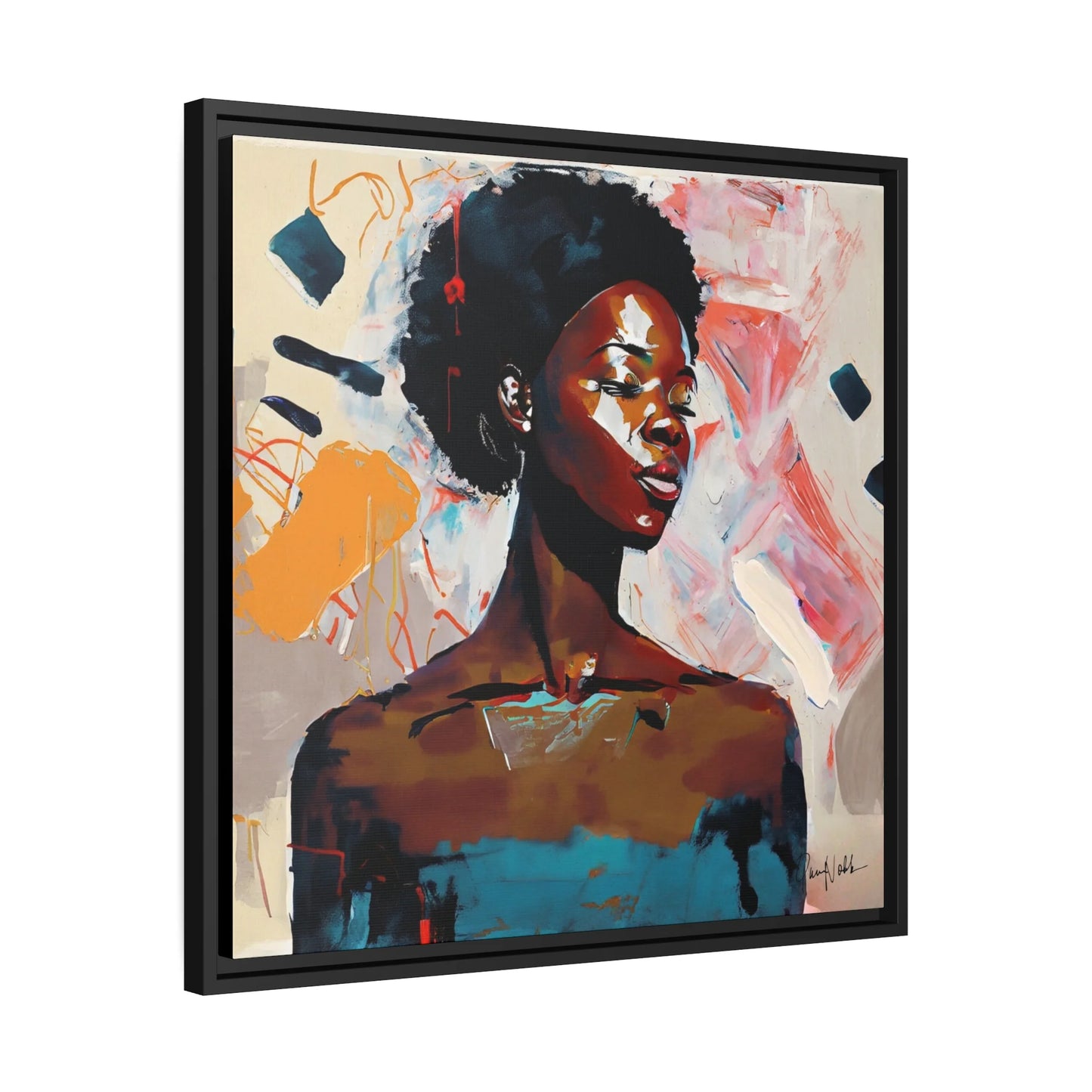 African American Soul Portrait Canvas Wall Art with Frame