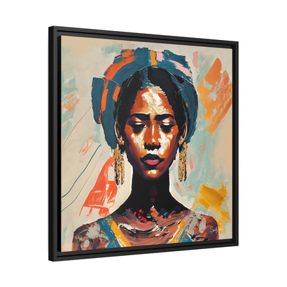 Woman with Turban Portrait Canvas Wall Art with Frame