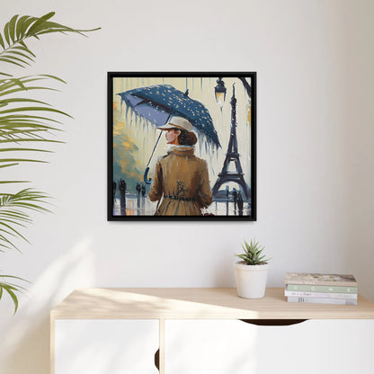 Framed Canvas Wall Art WOMAN in PARIS- by Queennoble