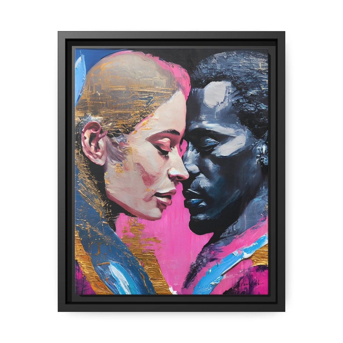 MODERN COUPLE ROMACE PORTRAIT Canvas Wall Art - by Queennoble