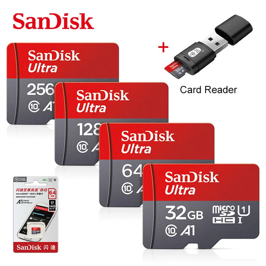 SanDisk Micro SD Memory Ultra TF Flash Card A1 V10 C10 U1 32GB 64G 128G 256G for Camera Phone Nintendo Switch Tablet Drone