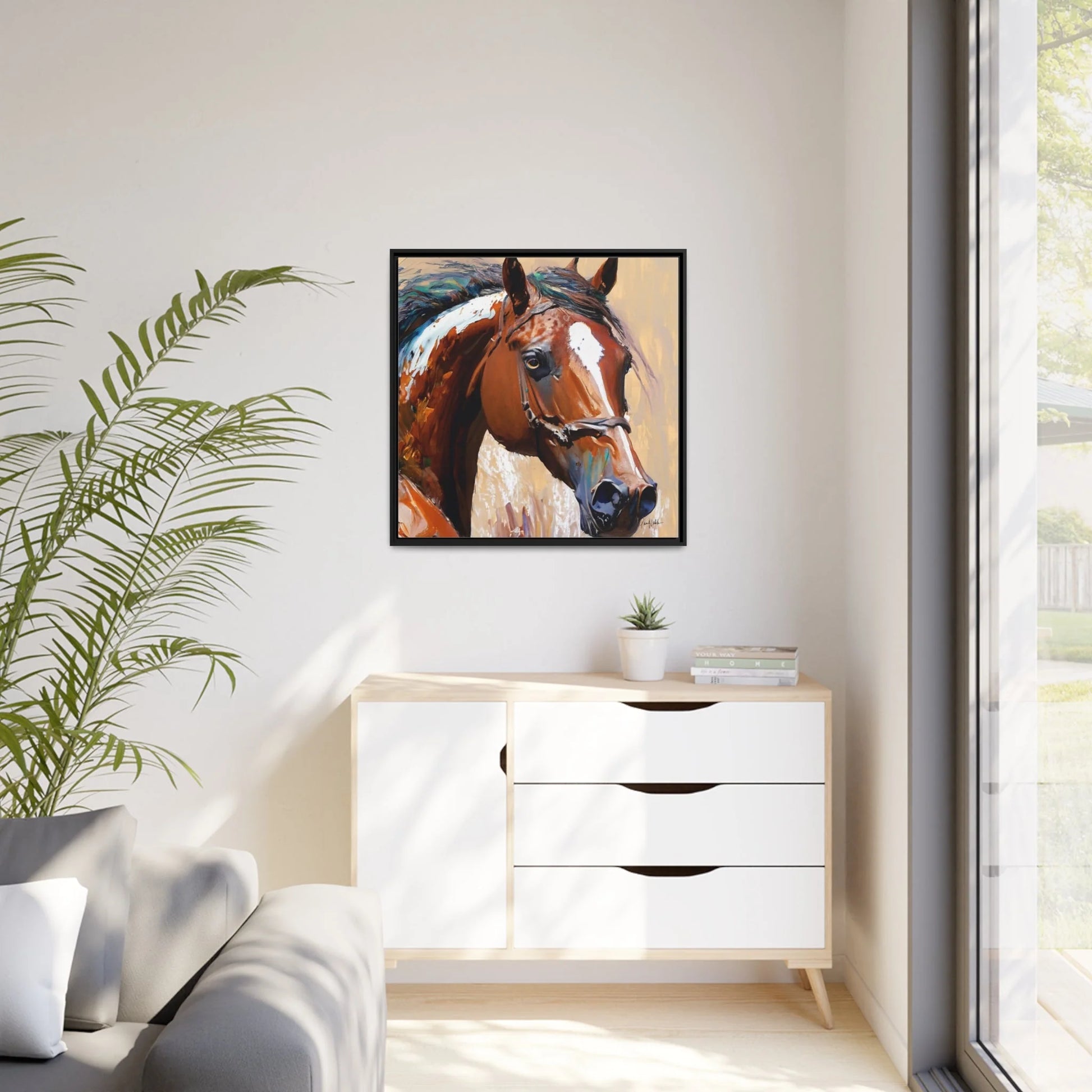 BROWN HORSE PORTRAIT Canvas Wall Art - by Queennoble