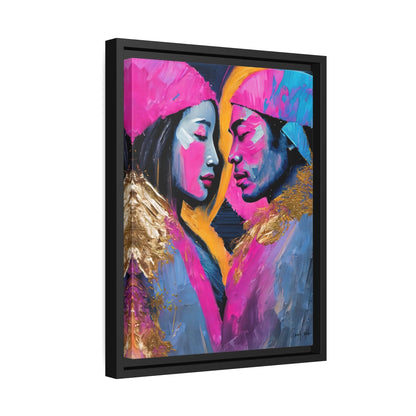 COLORFUL LOVE COUPLE PORTRAIT Canvas Wall Art - by Queennoble