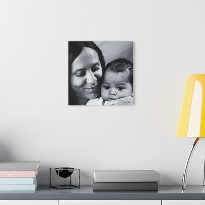 Mother and Child in Black and White Photography - Acrylic Wall Art by Queennoble