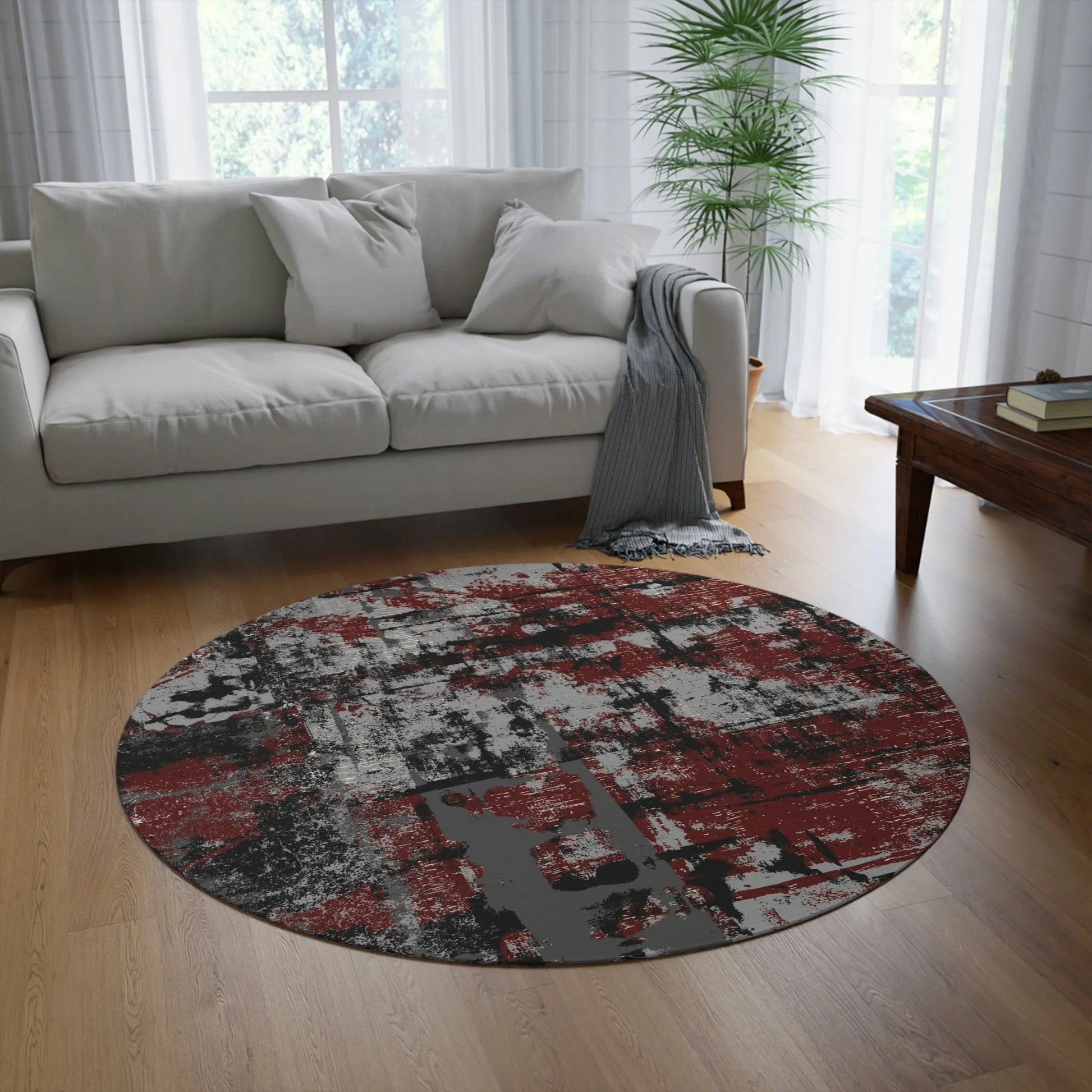 Meditation Multi-Purpose Designer round Rug RED | Minimal by QN