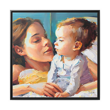 Framed Canvas Wall Art Mother and Toddler - by Queennoble