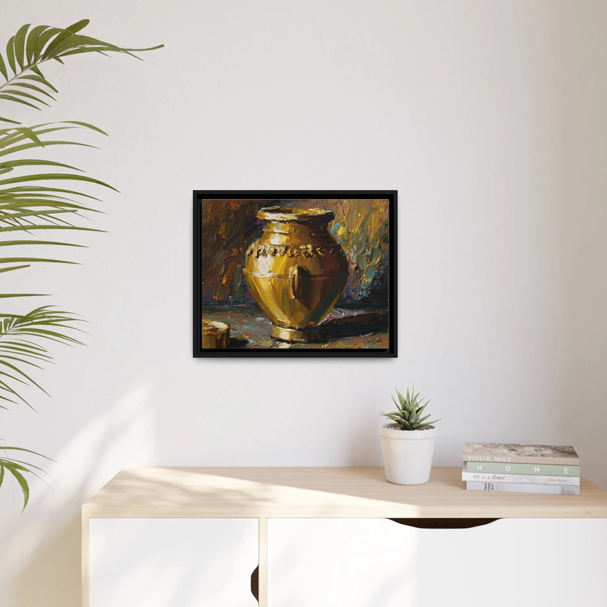 GOLDEN VASE Canvas Wall Art - by Queennoble