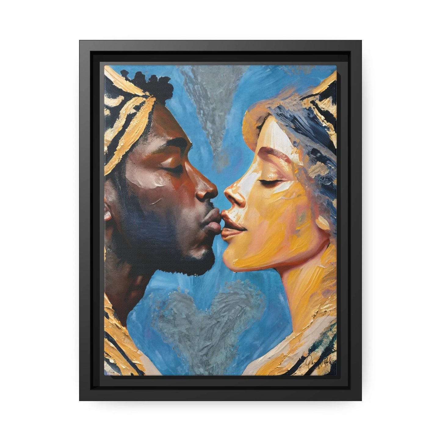 THE COUPLE KISS Canvas Wall Art - by Queennoble