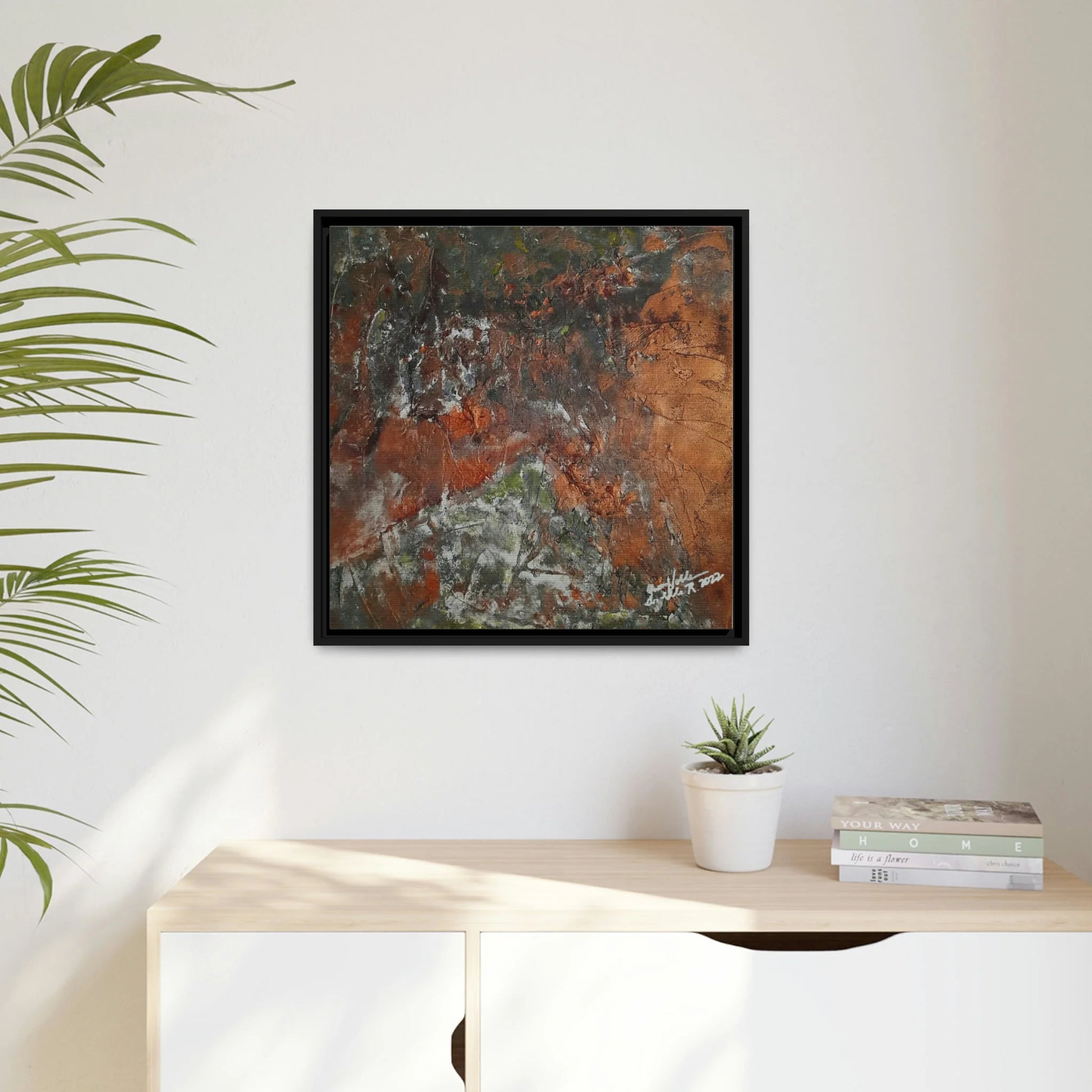 Canvas Wall Art Matte with Frame & Eco- Friendly RUST - by Queennoble