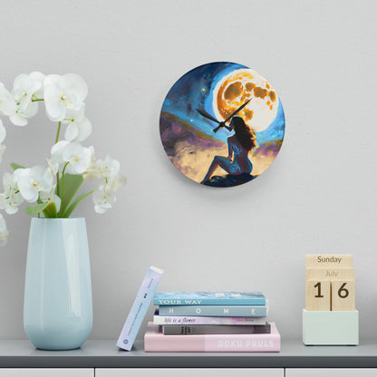 Bright Moon and the Lady Wall Clock Collectible by Queennoble