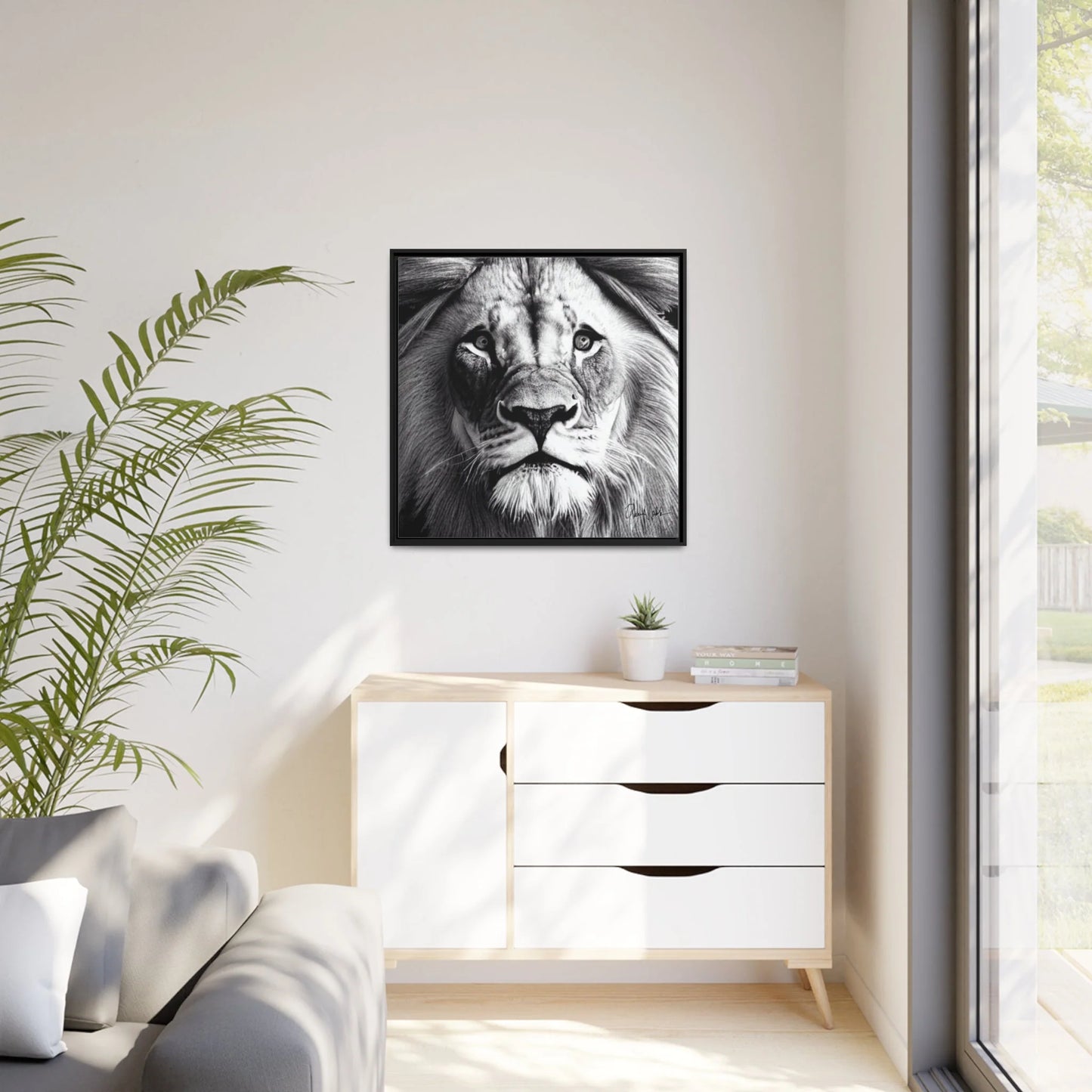 LION'S FACE Canvas Wall Art Matte with Frame by Queennoble