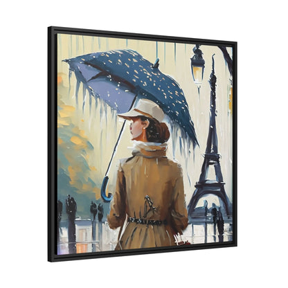 Framed Canvas Wall Art WOMAN in PARIS- by Queennoble