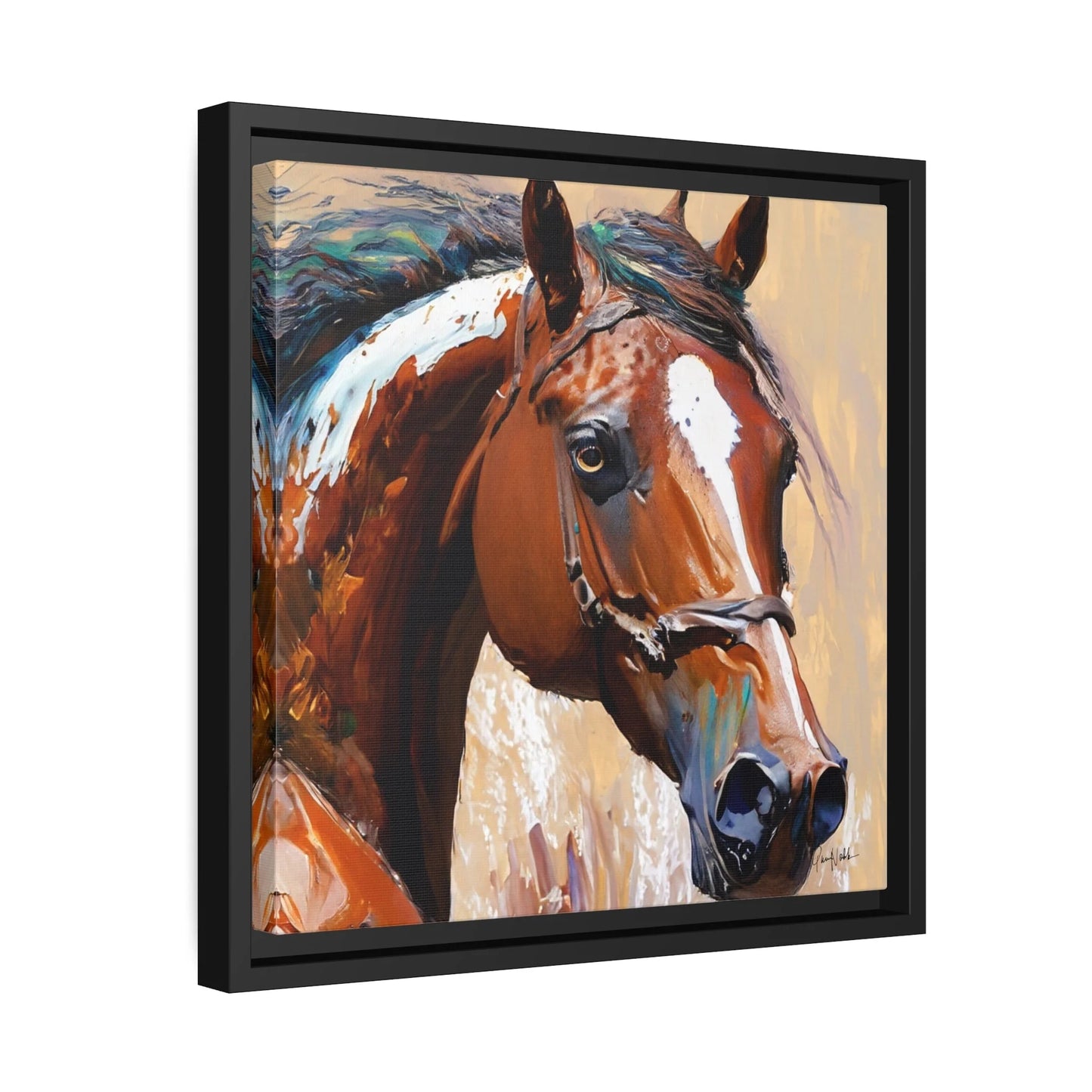 BROWN HORSE PORTRAIT Canvas Wall Art - by Queennoble