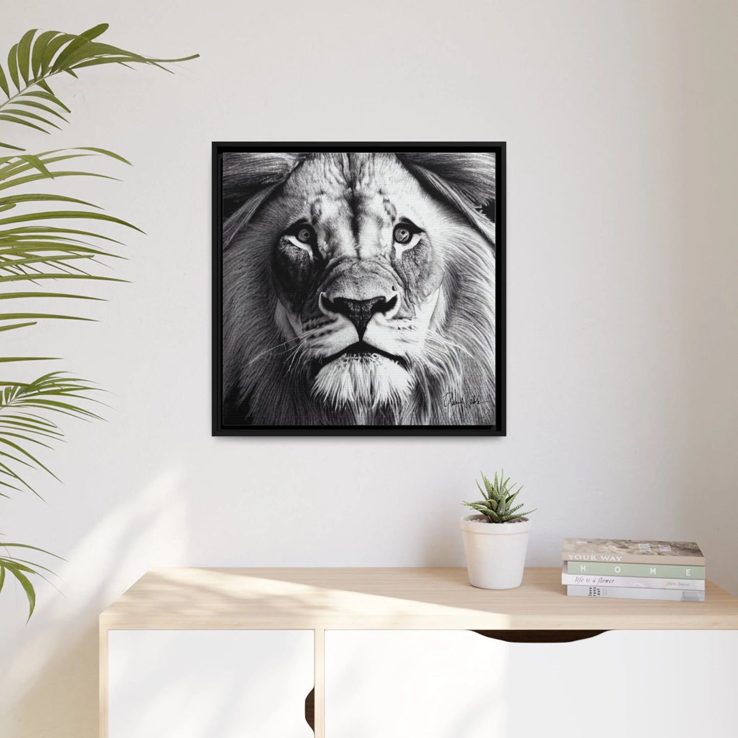 LION'S FACE Canvas Wall Art Matte with Frame by Queennoble