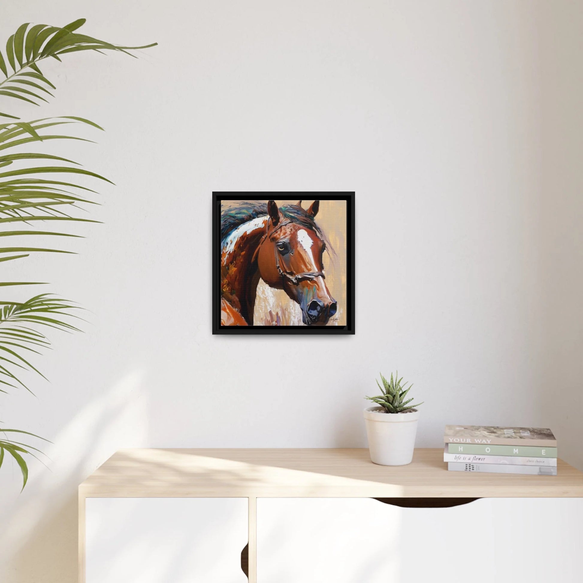 BROWN HORSE PORTRAIT Canvas Wall Art - by Queennoble