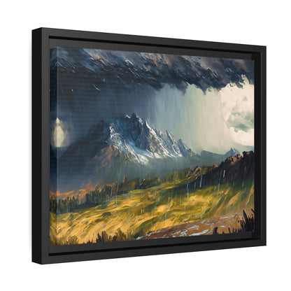 Landscape Raining in the Mountains Canvas Wall Art - by Queennoble