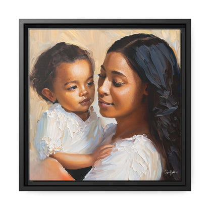 Mother and Child Portrait Canvas Wall Art with Frame - Queennoble