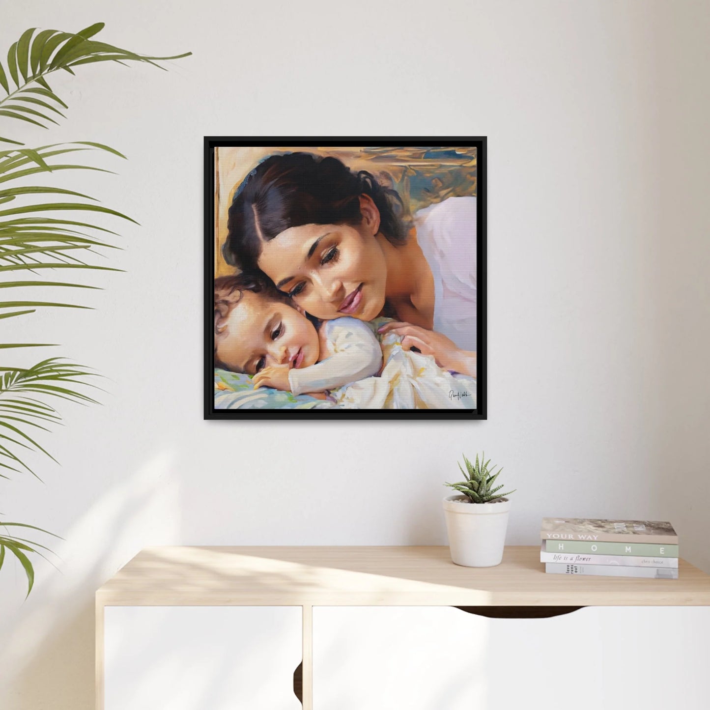 Framed Canvas Wall Art MOTHER and BABY - by Queennoble