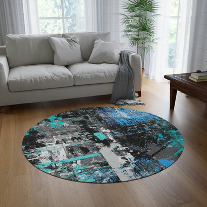 Meditation Multi-Purpose Designer round Rug TEAL | Minimal by QN