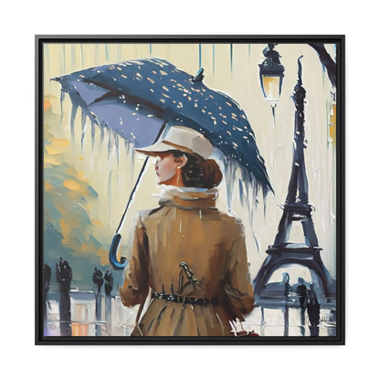 Framed Canvas Wall Art WOMAN in PARIS- by Queennoble