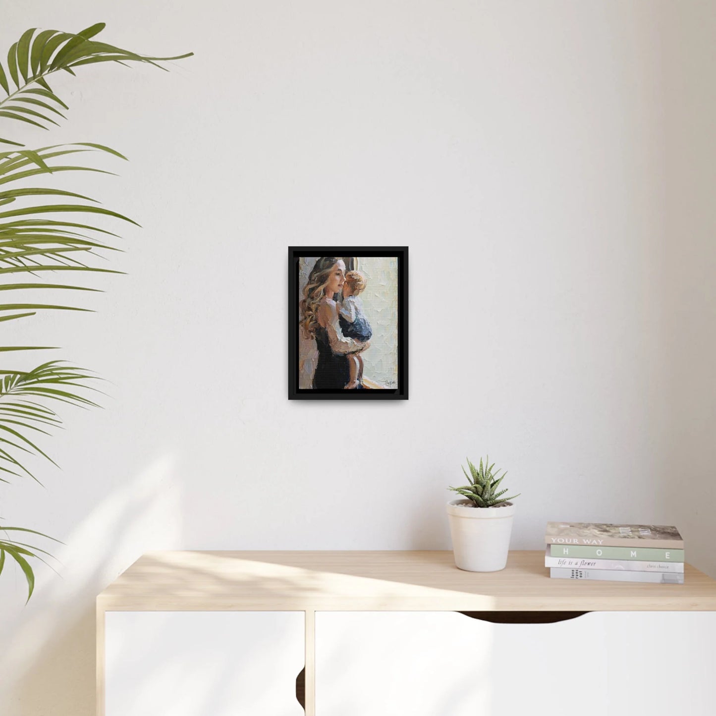 MOTHER and CHILD by the WINDOW Canvas Wall Art - by Queennoble