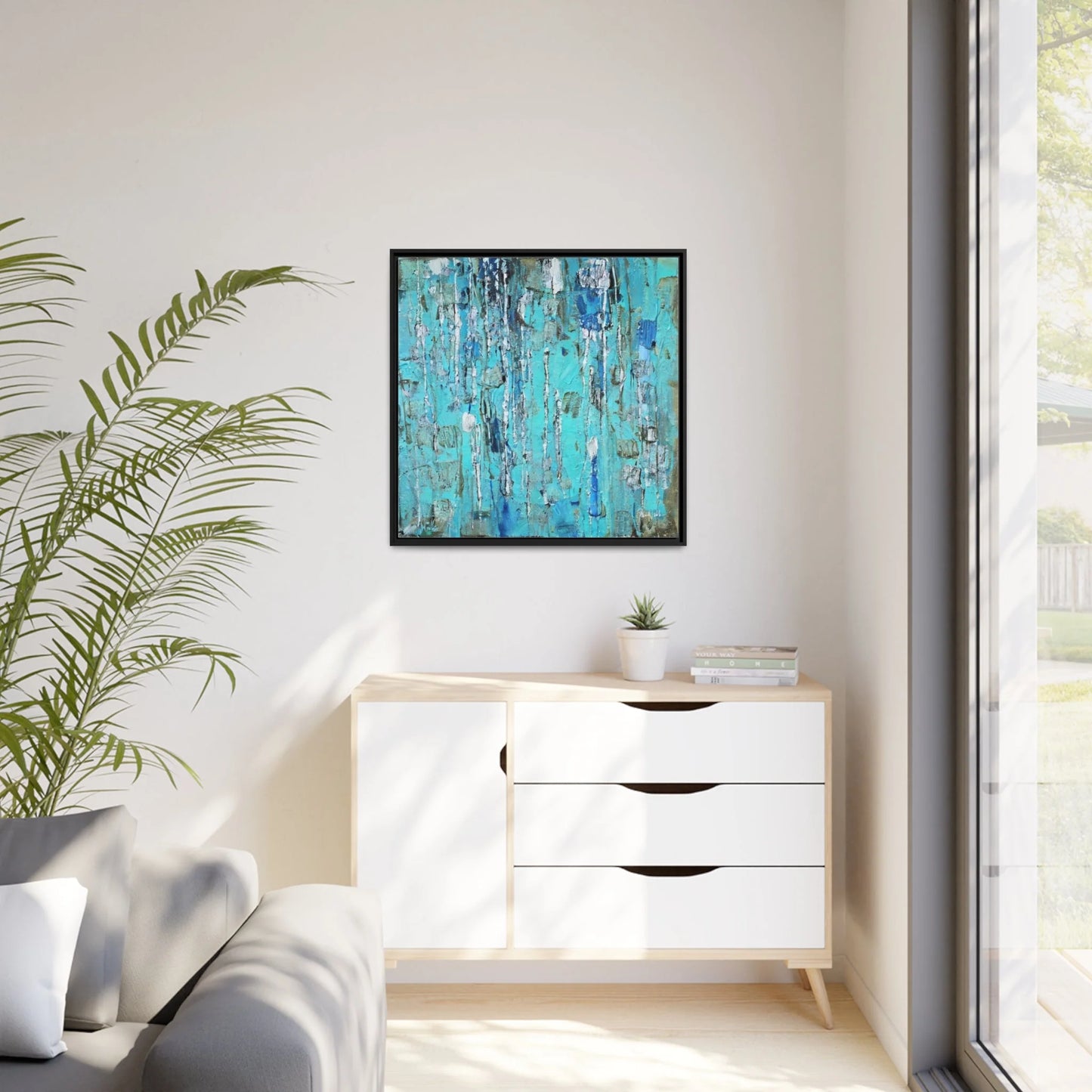 Canvas Wall Art Matte with Frame & Eco- Friendly AQUA - by Queennoble