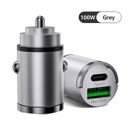 100W Car Charger Lighter PD Fast Charging For IPhone QC3.0 Mini USB Type C Mini Car Phone Charger For Samsung Huawei xiaomi