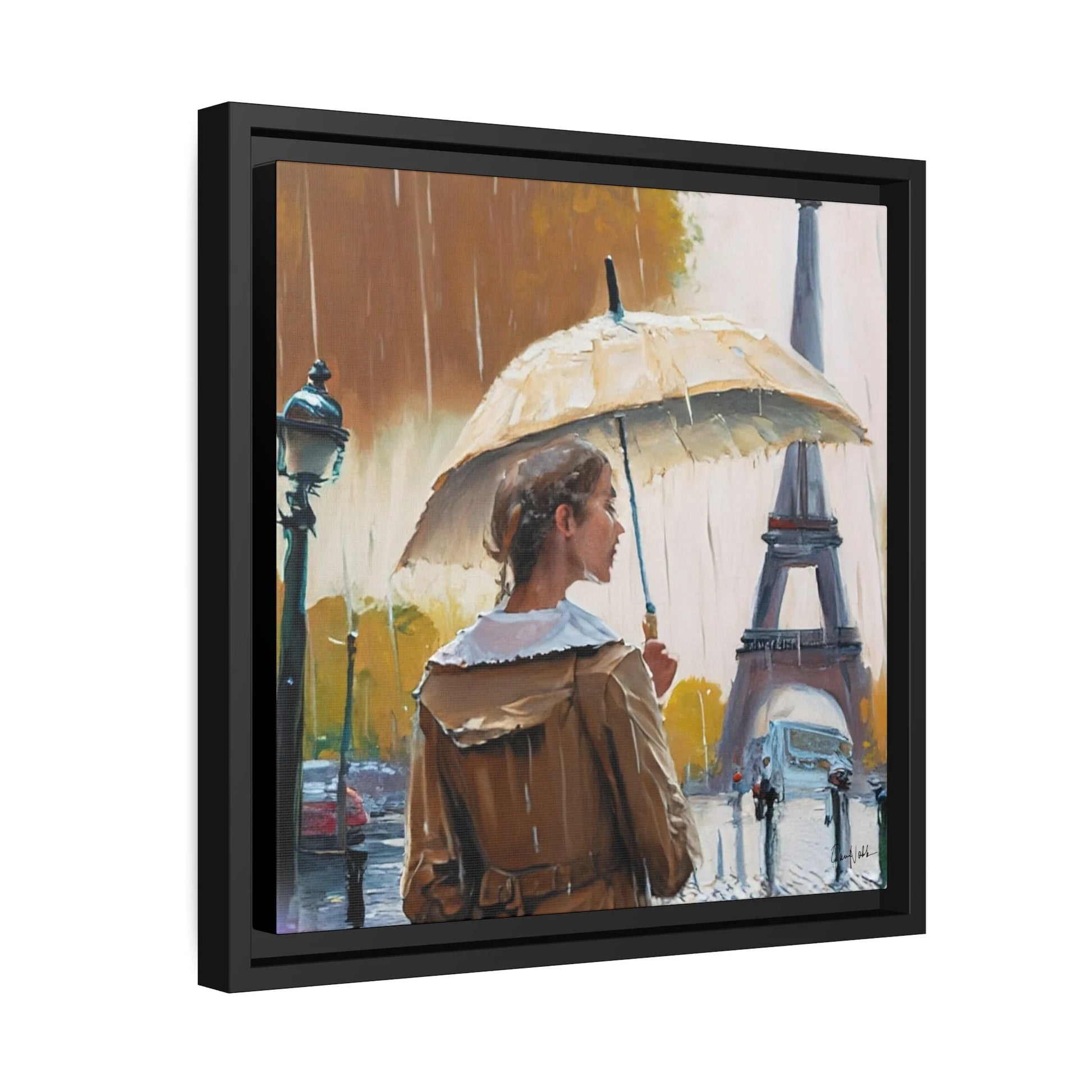 RAINING in PARIS Framed Canvas Wall Art - by Queennoble