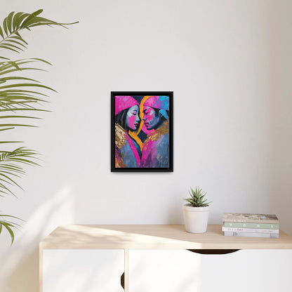 COLORFUL LOVE COUPLE PORTRAIT Canvas Wall Art - by Queennoble