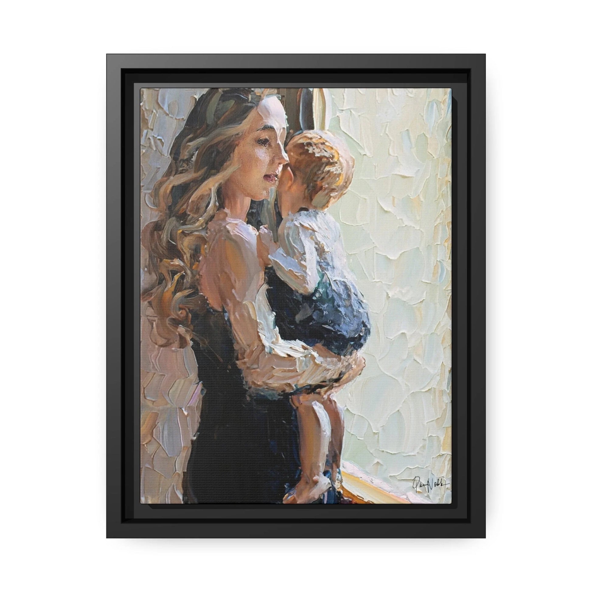 MOTHER and CHILD by the WINDOW Canvas Wall Art - by Queennoble