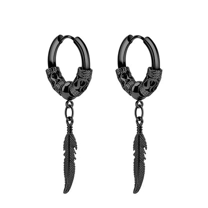 1Pair Punk Stainless Steel Cross Pendant Hoop Earrings For Men Women Not Fade Ear Rings Hip Hop Male Jewelry