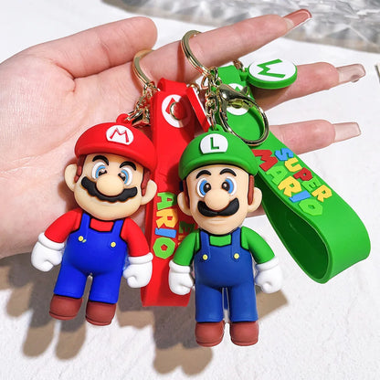 Super Mario Keychain Mario Bros Luigi Toad Yoshi Bowser Action Figure Model AccesoriosPVC Cartoon Bag Doll Pendant Toys Gift