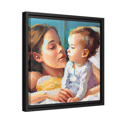 Framed Canvas Wall Art Mother and Toddler - by Queennoble