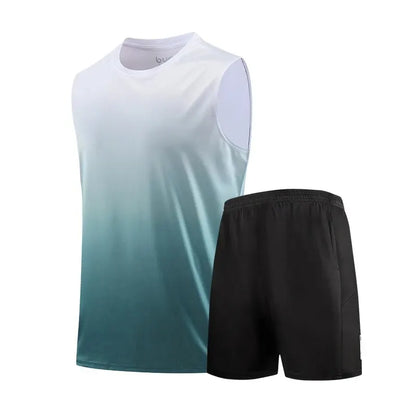 Fitness Clothes MEN'S ICE Silk Quick-dry Vest Sportswear Set Summer T-shirt Basketball Equipment Training Running Short Sleeves