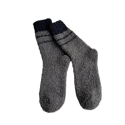 1 Pair Thick Thermal Solid Soft Fluffy Striped Socks Women Winter Warm Fuzzy Socks Cute Fashion Slipper Home Floor Sleeping Sock