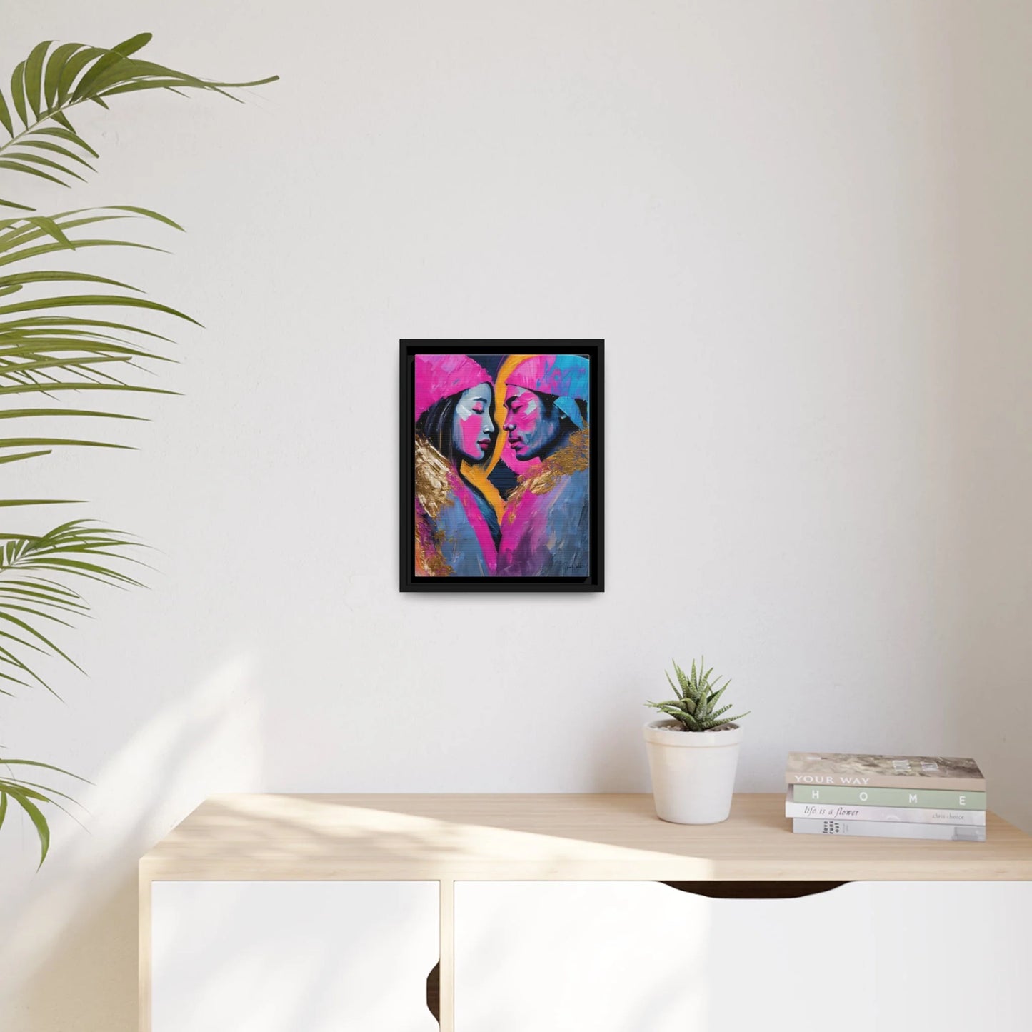 COLORFUL LOVE COUPLE PORTRAIT Canvas Wall Art - by Queennoble