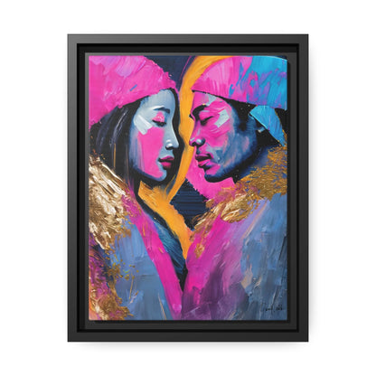 COLORFUL LOVE COUPLE PORTRAIT Canvas Wall Art - by Queennoble